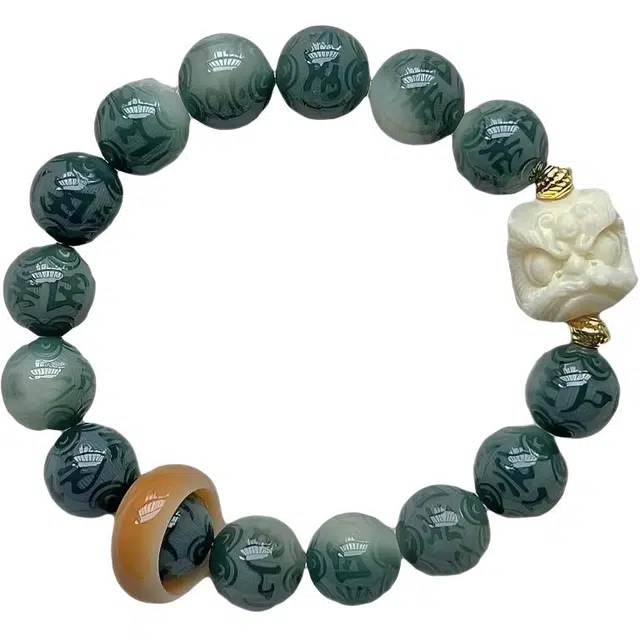 灵晔 新中式国潮复古文艺时尚潮流百搭小众设计转运盘玩招财纳福平安喜乐诸事顺遂财源广进好运连连 菩提根 手串 男女同款情侣款