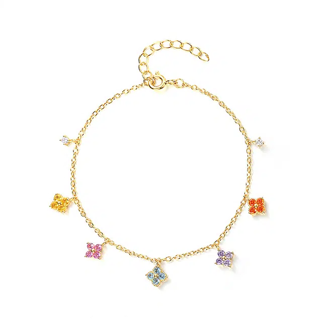 星珍思 多巴胺彩色四叶草时尚小清新简约气质百搭蓝色海边活力个性 合金 手链 女款