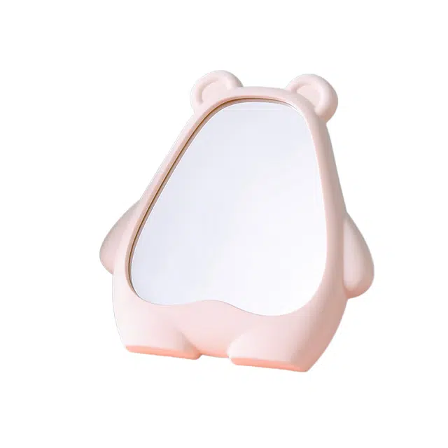 顽顽 憨憨熊化妆镜桌面台式单面镜塑料化妆镜可挂可立公主镜