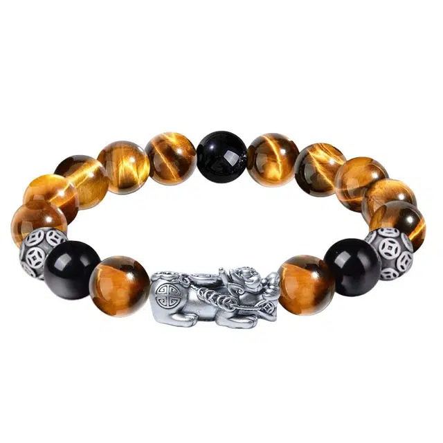 【999银貔貅三合财局】 千玺世家 新中式#好运降临招财转运增福正财偏财 平安喜乐小众设计 虎眼石 手串 男女同款情侣款