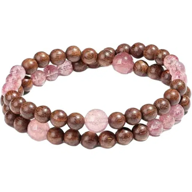 周百福 双圈 国潮新中式招财纳福清新淡雅文艺民族风古风多圈叠戴 盘玩手饰 金丝檀木 手串 男女同款情侣款