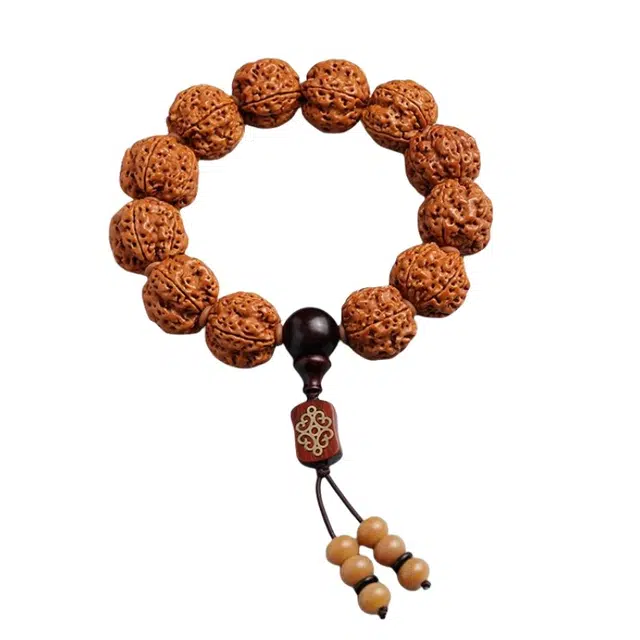 宣华意 新中式国风盘玩尼泊尔原籽五瓣龙纹精品佛珠文玩 金刚菩提 手串 男款