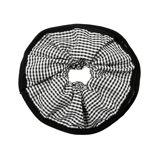 如花梦 小众双层格子花边大肠 布艺 发圈 女款