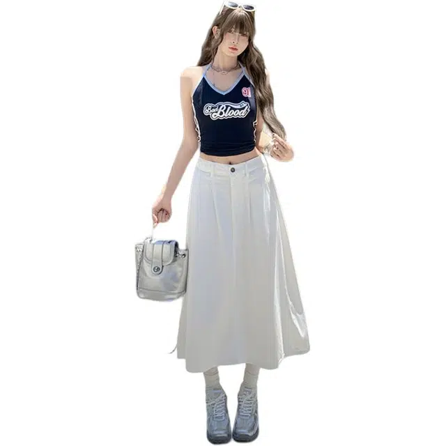 玫丝朵 高级感半身裙时尚百搭牛仔长裙 女款