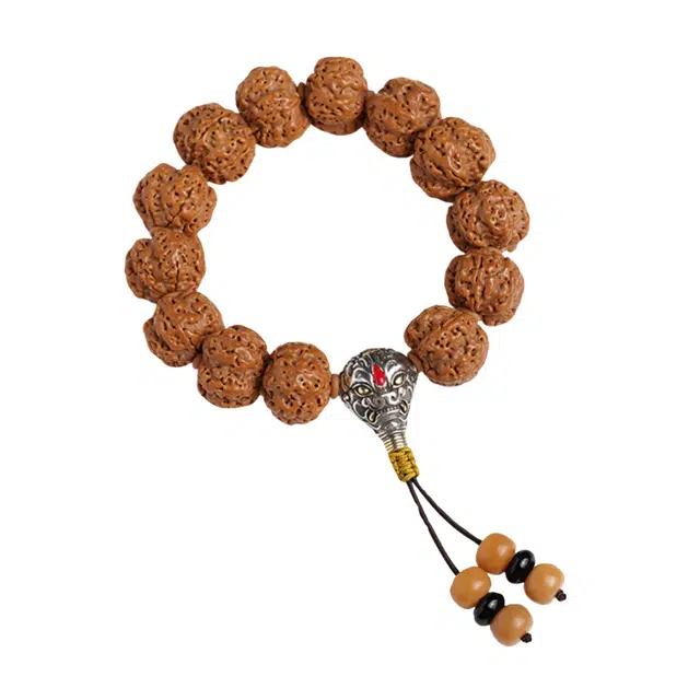 宣华意 六瓣 新中式民族风盘玩藏式佛珠文玩手持龙纹满肉原籽精品配饰 金刚菩提 手串 男款