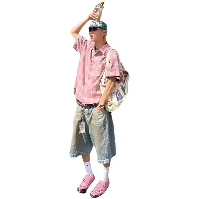 木木兔 休闲美式潮流百搭裤子牛仔短裤 男款
