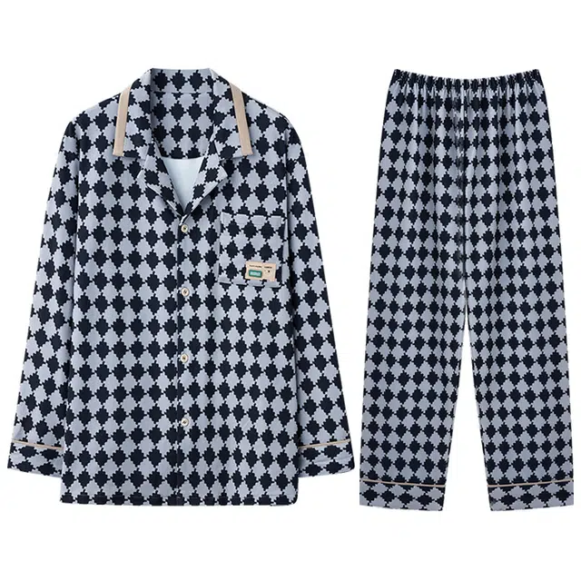 向薇 德绒加厚秋冬季天加绒发热保暖男青年家居服 睡衣套装 男款