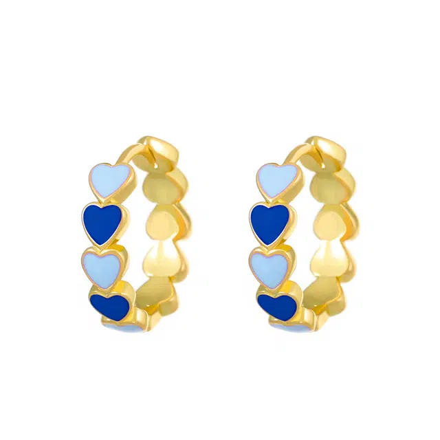 澜耀 多巴胺蓝色爱心 甜美可爱 简约通勤风 日常百搭 合金 耳环 女款