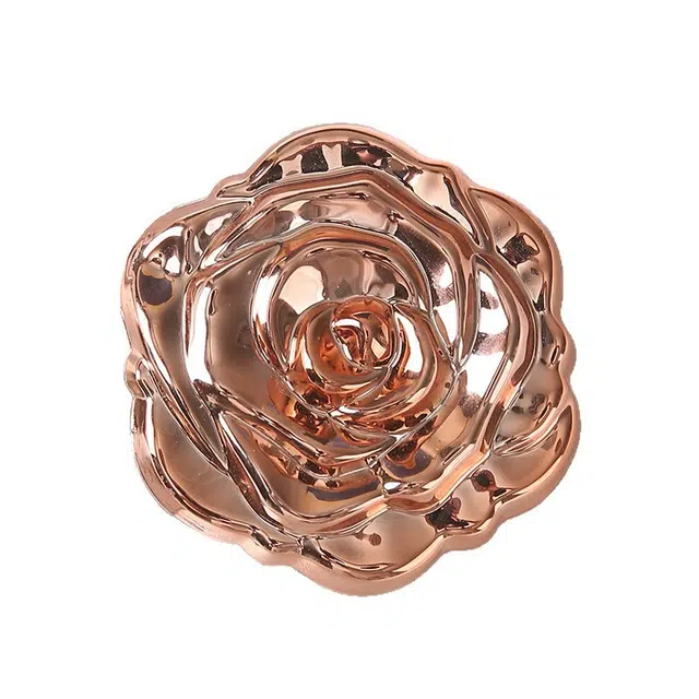 顽顽 电镀玫瑰花便携镜旅行随身口袋镜翻盖折叠电镀纯色美妆补妆化妆镜