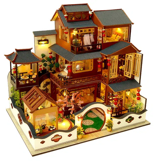 一合鸽 手工小屋别墅古风建筑创意 拼装模型