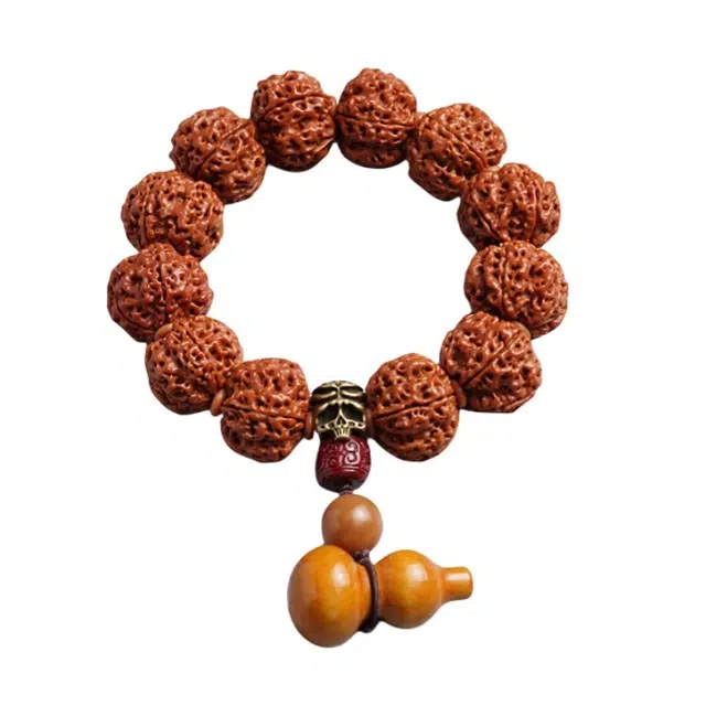 宣华意 新中式复古 原籽老料龙纹葫芦吊坠 福禄招财#好运 金刚菩提 手串 男款