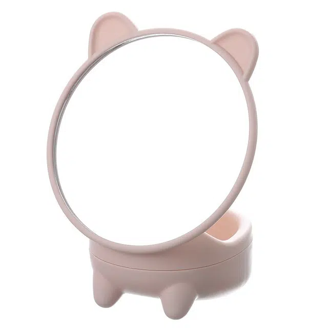 顽顽 猫耳收纳镜桌面台式美妆补妆公主镜卡通猫耳朵收纳化妆镜