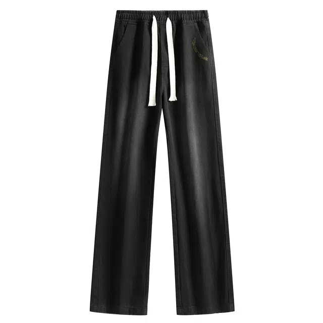 加菲猫家族 美式水洗做旧复古风印花宽松舒适直筒透气垂感街头时尚潮流废土日常通勤百搭牛仔裤 男女同款