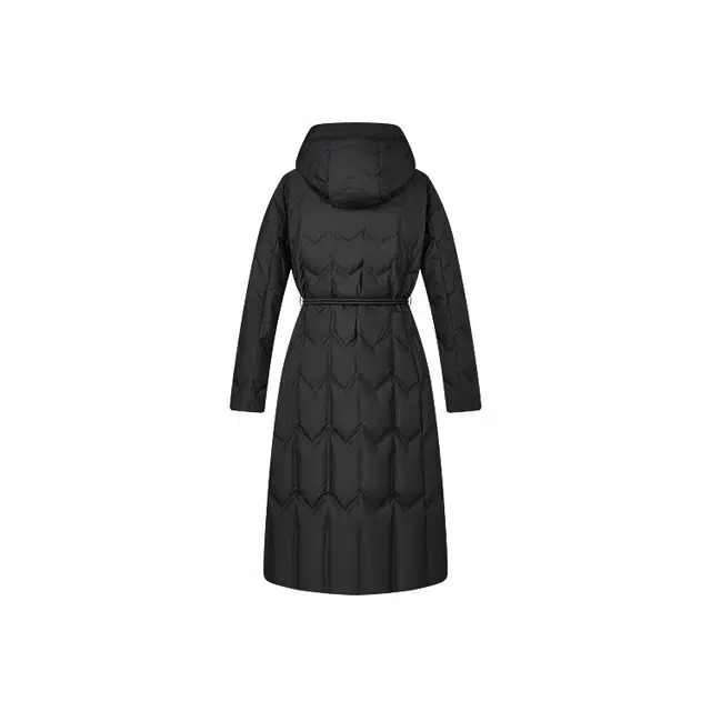 波司登 轻薄连帽长款纯色常规长袖通勤羽绒服 女款