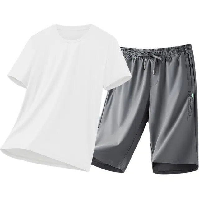 老爷车 锦氨夏季净色百搭凉感舒适高弹简约时尚休闲运动套装 男女同款