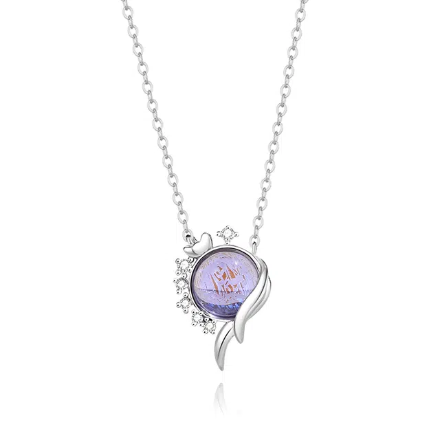 【S925银 鸢尾 】 七好美银 精致轻奢时尚优雅小清新 简约小众高级感设计 日常通勤百搭锁骨链 琉璃 项链 女款