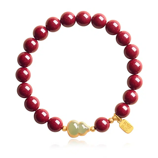 谧月珠宝 万事顺遂吉祥如意平安喜乐诸事顺利新中式国潮国风高级感小众设计精致百搭轻奢风#好运天然 朱砂 玉石手串 男女同款情侣款