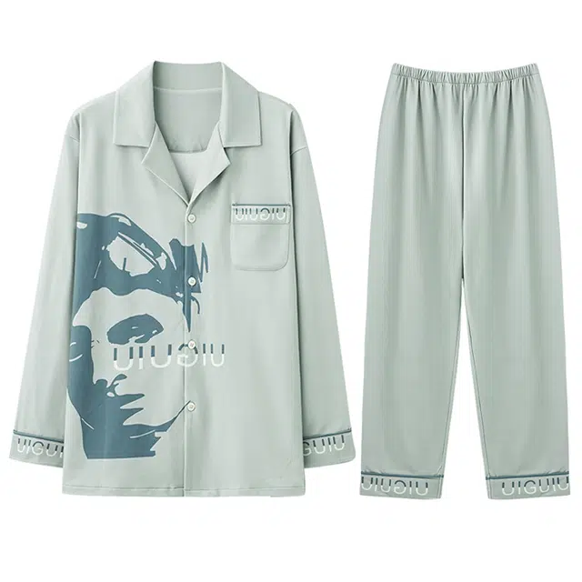 向薇 德绒长袖男士春天保暖青少年家居服睡衣套装 男款