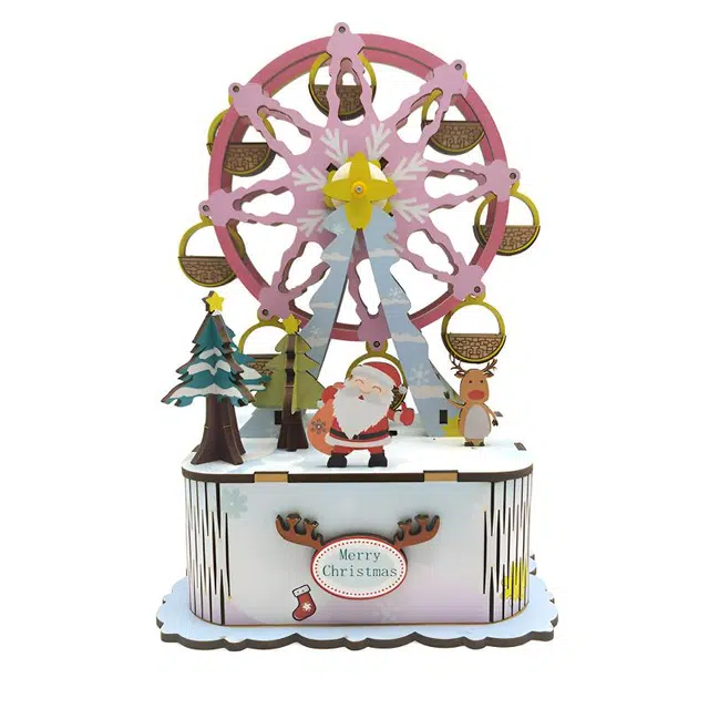 一合鸽 木制拼图大风车 旋转工艺品 拼装模型