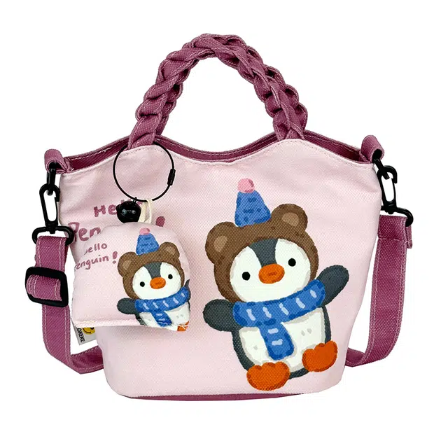 捷朗仕 可爱多巴胺卡通通勤时尚 帆布 托特包单肩斜挎手提包 常规 女款 多色