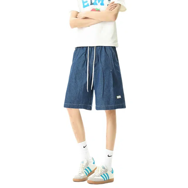 加荣 高夏季轻薄透气美式复古潮流百搭宽松休闲青少年户外出行五分中裤外穿牛仔短裤 男女同款