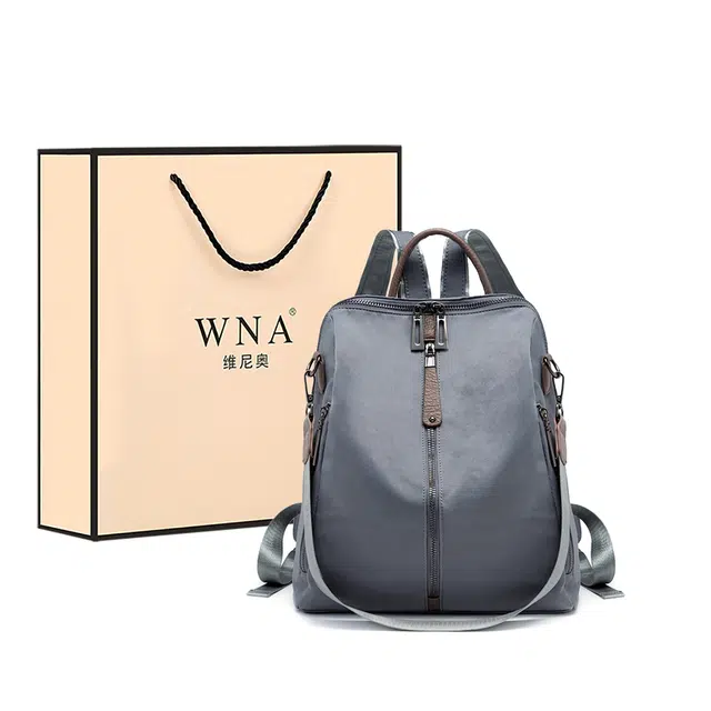 维尼奥 轻便防盗书包初中背包百搭大学生大容量 尼龙 双肩包 男女同款情侣款 莫兰迪黑/莫兰迪粉/莫兰迪灰