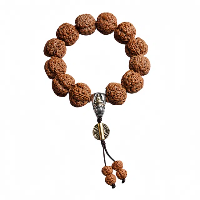 宣华意 国风藏式盘玩五瓣精品满肉原籽佛珠手持龙纹文玩配饰 金刚菩提 手串 男款