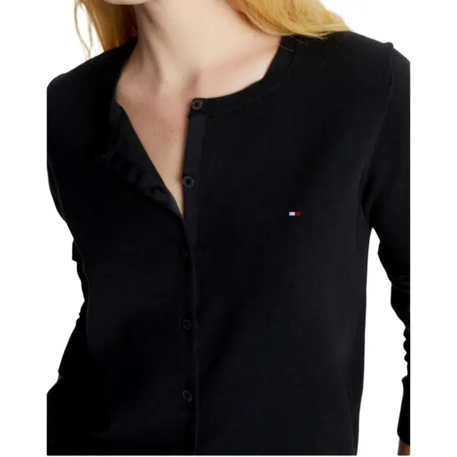Tommy Hilfiger FW23 Solid Button-Up Cardigan Sweaters Dark Sable V