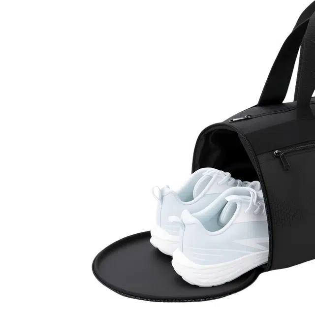 特步 运动健身包大容量独立鞋仓多功能短途外出收纳手提行李包轻便出差 牛津布 旅行包 男女同款情侣款 黑色