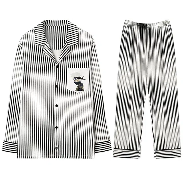 向薇 男夏季薄款纯棉长袖长裤男士青少年夏天家居服睡衣套装 男款