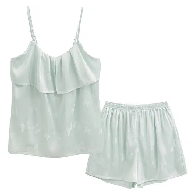 俏韵 圆领夏季冰丝凉感清新吊带短裤薄款家居服可外穿睡衣套装 女款