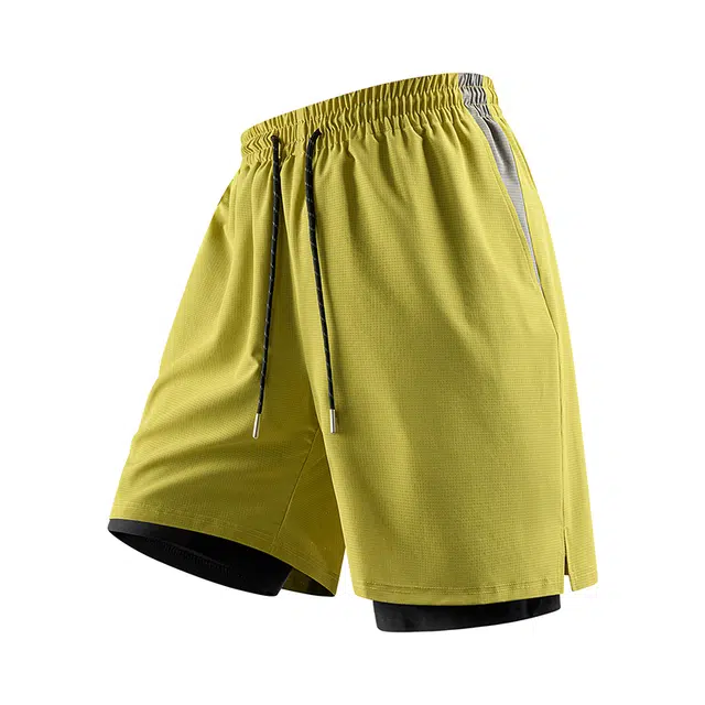 颂希尔 芥末黄冰丝速干薄款运动五分裤宽松休闲短裤 男女同款