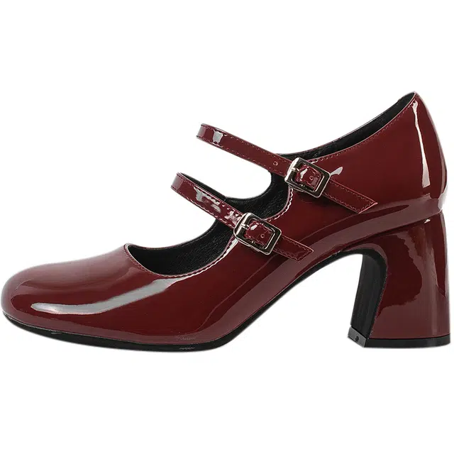 妙侣 时尚复古百搭法式玛丽珍 高跟鞋 女