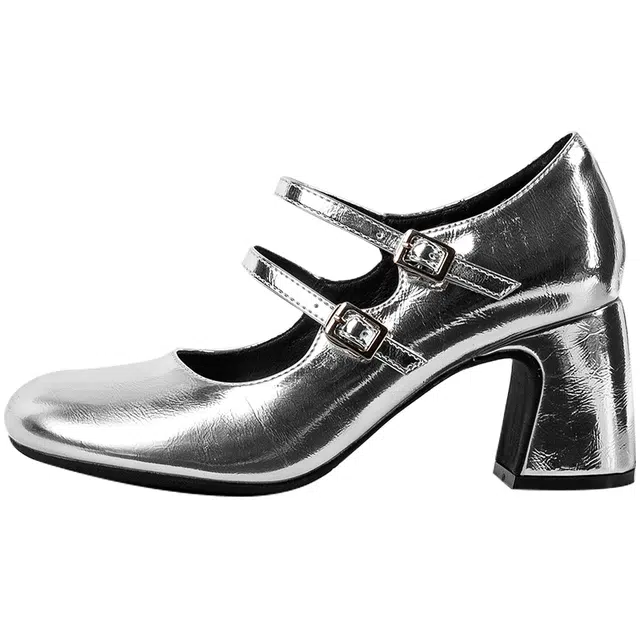 妙侣 时尚复古百搭法式玛丽珍 高跟鞋 女