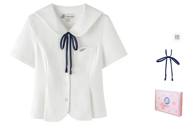 东鲸岁时记 基础款清新学院风穿搭日常舒适短款独特高级感轻奢洋气短袖制服 女款