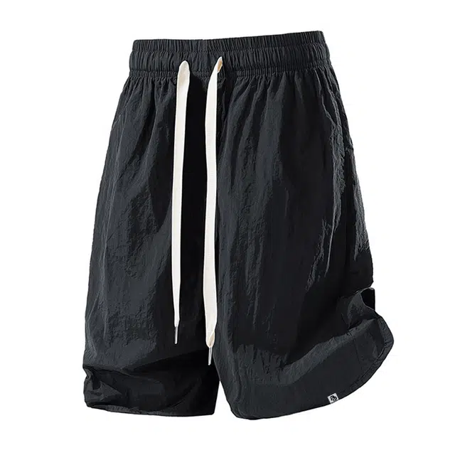 红蜻蜓 美式复古潮牌高街多巴胺薄款裤子基础微弹外穿宽松直筒运动中裤休闲短裤 男女同款