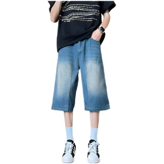 木木兔 美式潮流百搭牛仔短裤 男款