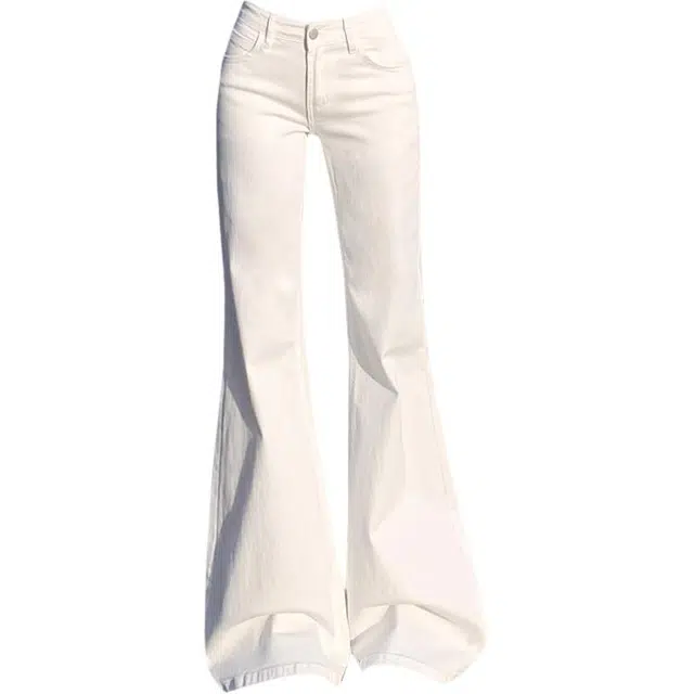 拾籍 简约休闲宽松百搭微喇裤辣妹低腰显瘦时尚拖地牛仔裤 女款