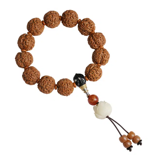 宣华意 新中式国风文玩配饰五瓣原籽龙纹盘玩佛珠 金刚菩提 手串 男女同款情侣款