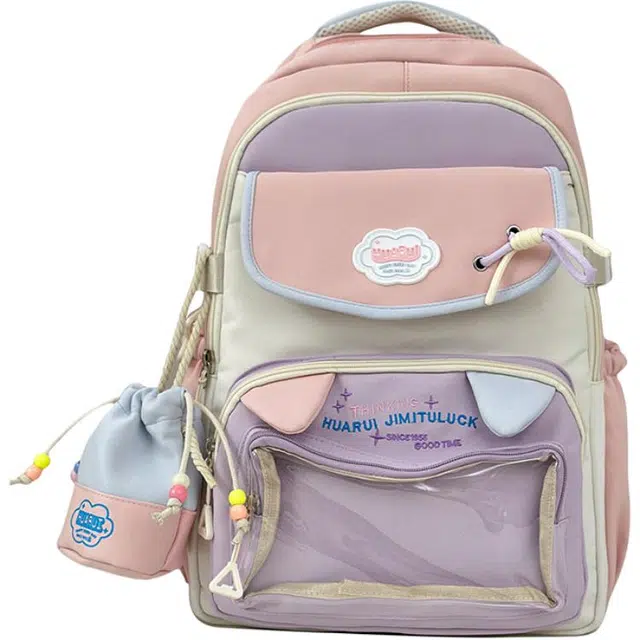 恒源祥 多巴胺可爱马卡龙色软妹初高中上学 尼龙 痛包双肩包 女款 多色