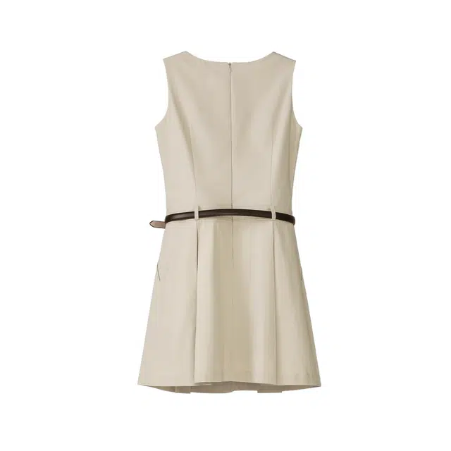 法儿家 半糖苏打夏季韩系小方领法式优雅简约无袖连衣裙 女款