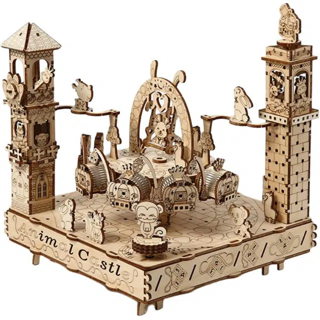 一合鸽 动物派对 木制拼图玩具创意益智玩具室内木质桌面 拼装模型