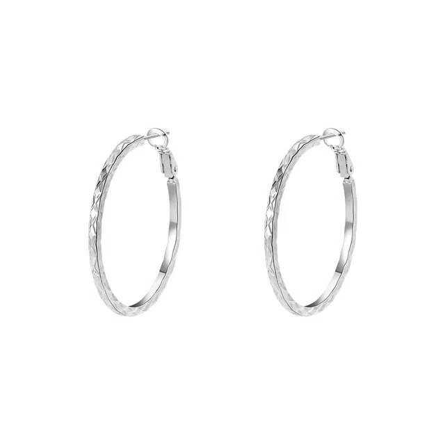 芒果饰品 菱形切面大耳圈 铜 耳环 女款