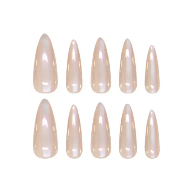 计轩 手工穿戴甲片镜面可拆卸美甲片美甲贴片简约猫眼指甲片  长款白色纯色 纯色