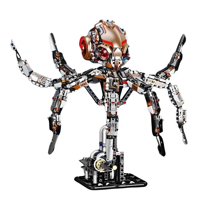 一合鸽 美及积木半机械体章鱼玩具 拼装模型