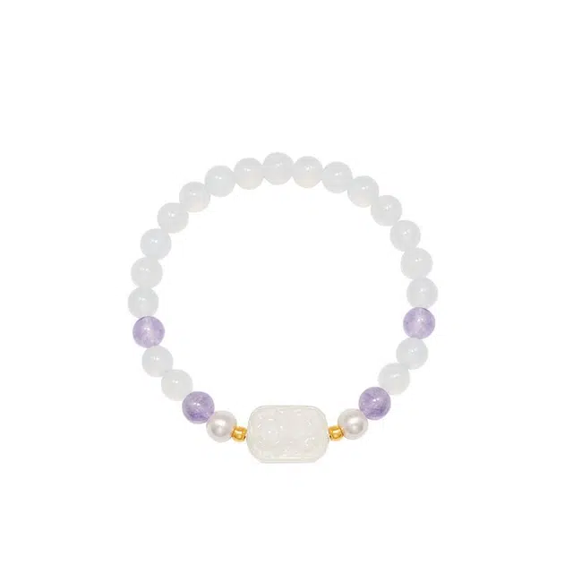 曼卡龙 温柔白月 简约时尚 玉髓 手串 女款