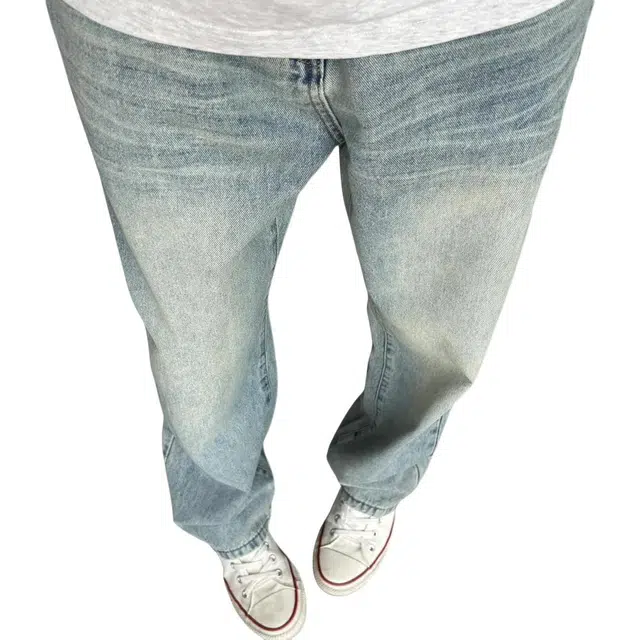 冈哉 美式做旧水洗简约废土风中腰宽松直筒通勤百搭亲肤柔软舒适休闲耐磨垂感牛仔裤 男女同款