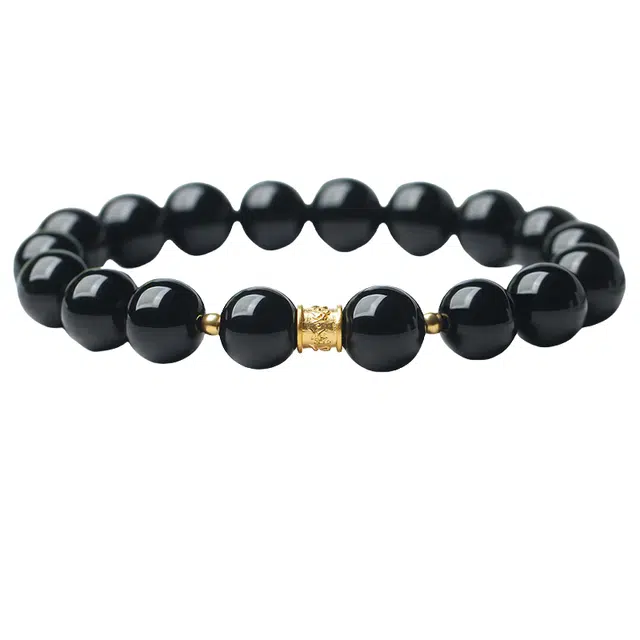 子婳 复古国风散珠六字真言转运珠时尚创意轻奢简约 黑曜石 手串 男女同款情侣款