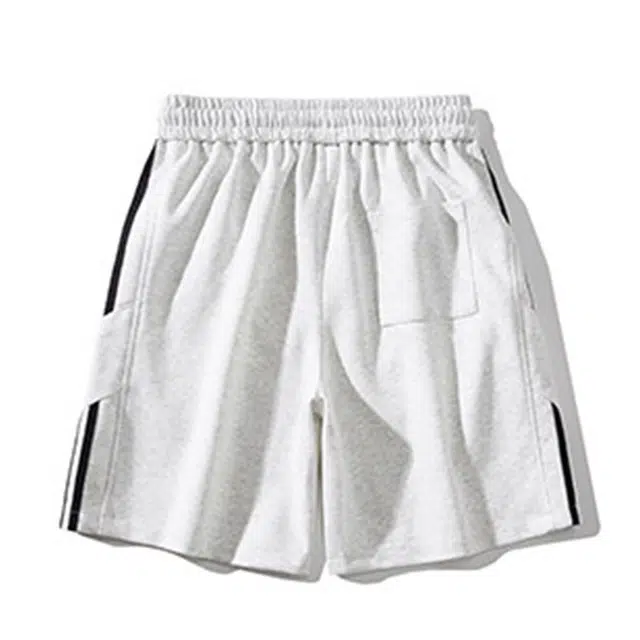 【dme】 美式拼接三条杠抽绳运动裤夏季潮牌宽松直筒五分休闲短裤 男女同款