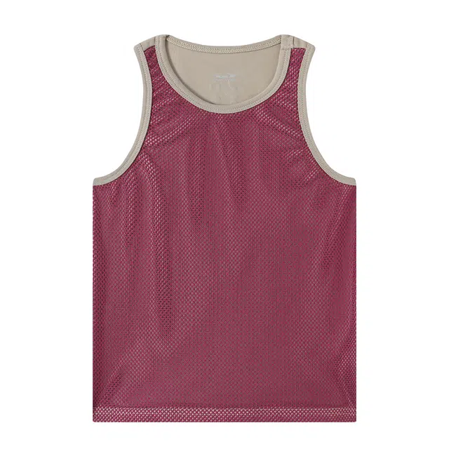 江南先生 复古运动风凉感冰皮胶印工艺轻薄透气圆领无袖户外运动拼接网布背心 女款